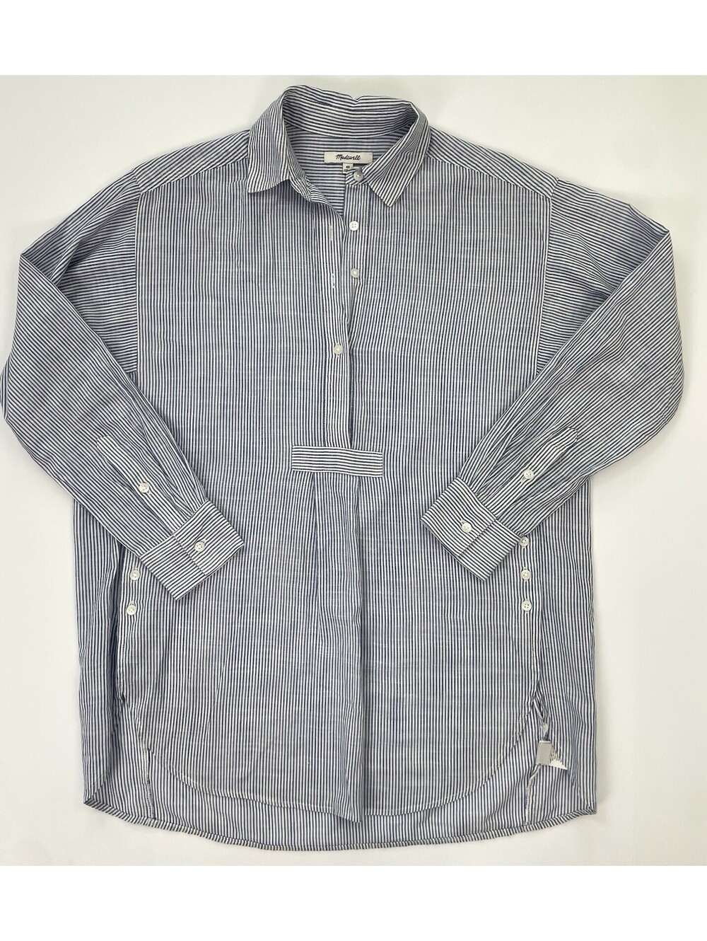 Madewell StripedPopover TunicShirt Womens XSBlue White Button Side